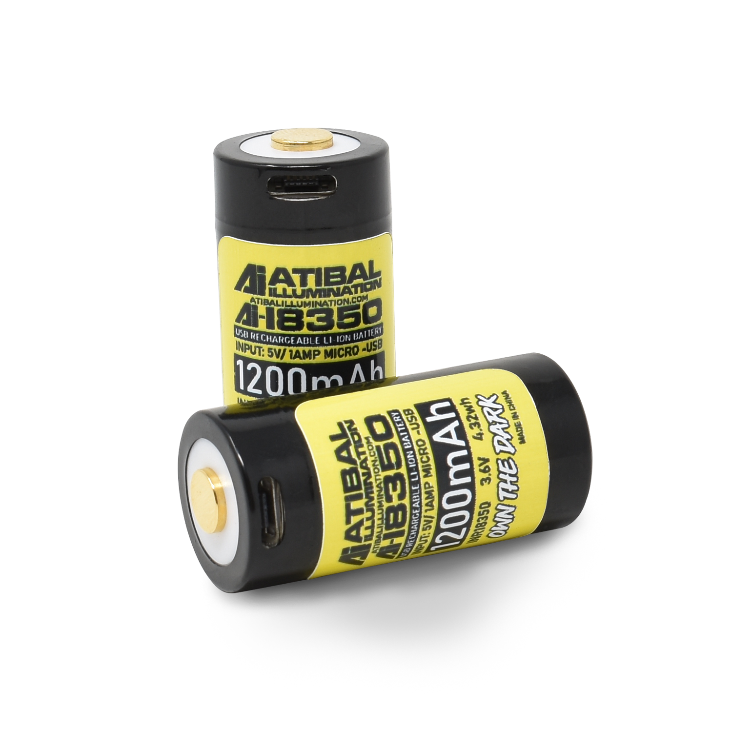 Atibal Illumination 18350 USB Rechargeable Batteries (PAIR)